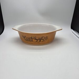 Pyrex Yellow Fruit Motif Casserole Dish